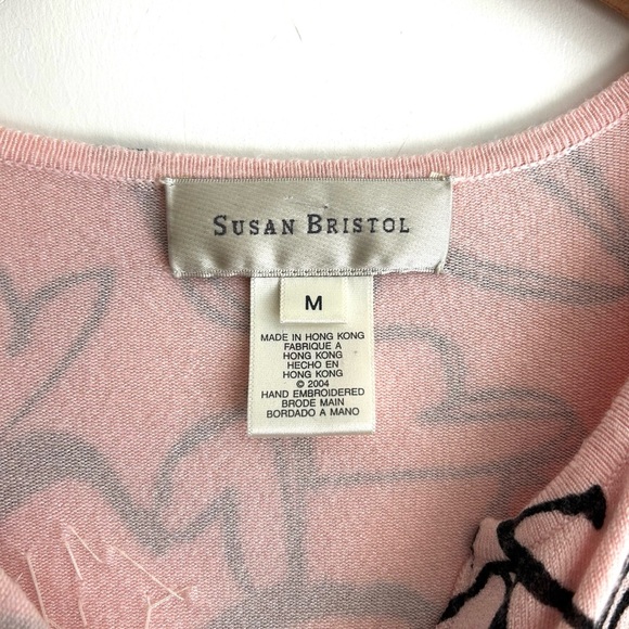 SUSAN BRISTOL Pink Heart Embroidered Cardigan Sweater – M - Picture 3 of 10